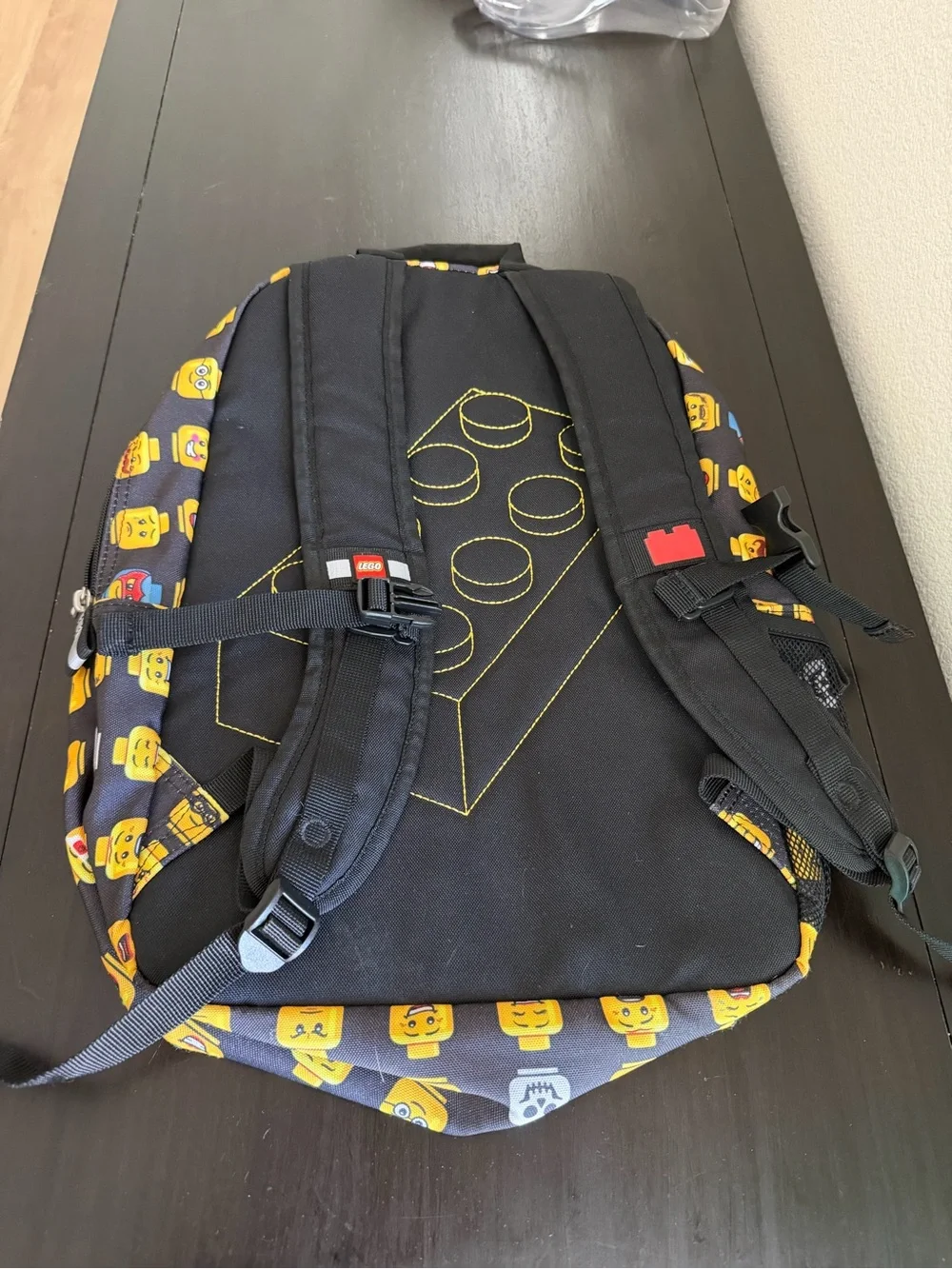 LEGO Emoji Head Pattern Backpack in Yellow and Black